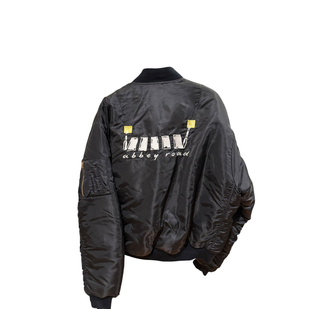 Vtg Prime Time Merchandise Abbey Road Bomber Jacket Black XL MA-1 Flight Jacket